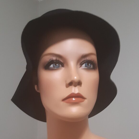 Black Wool Floppy Brimmed Fedora Hat Classy - Picture 2 of 8